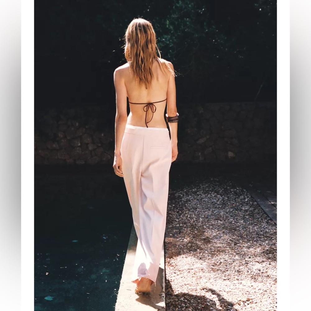 Zara DOUBLE WAIST WIDE LEG PANTS - Picture 4 of 13